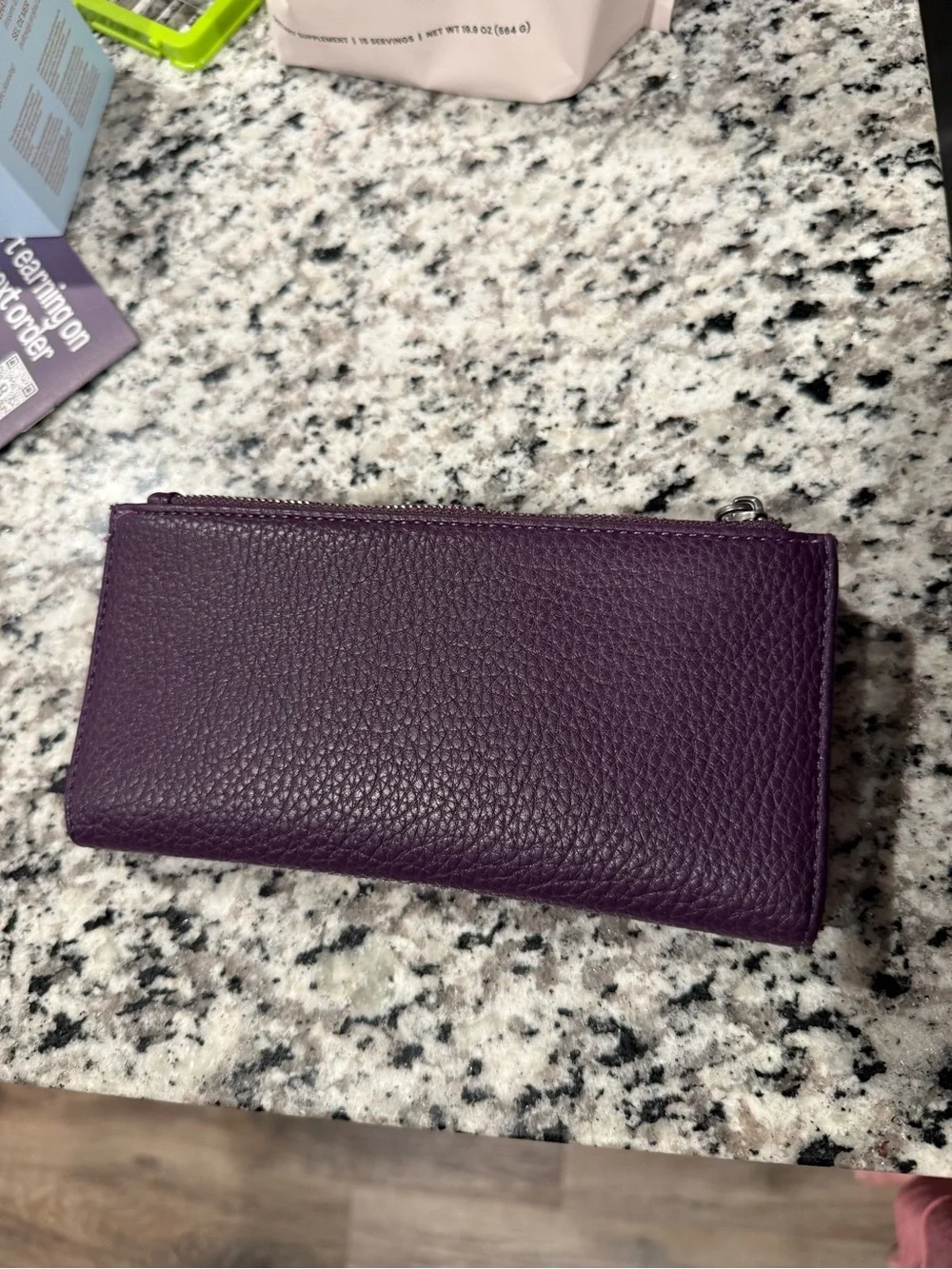 Montana West Pebbled Leather Wallet in Deep Plum